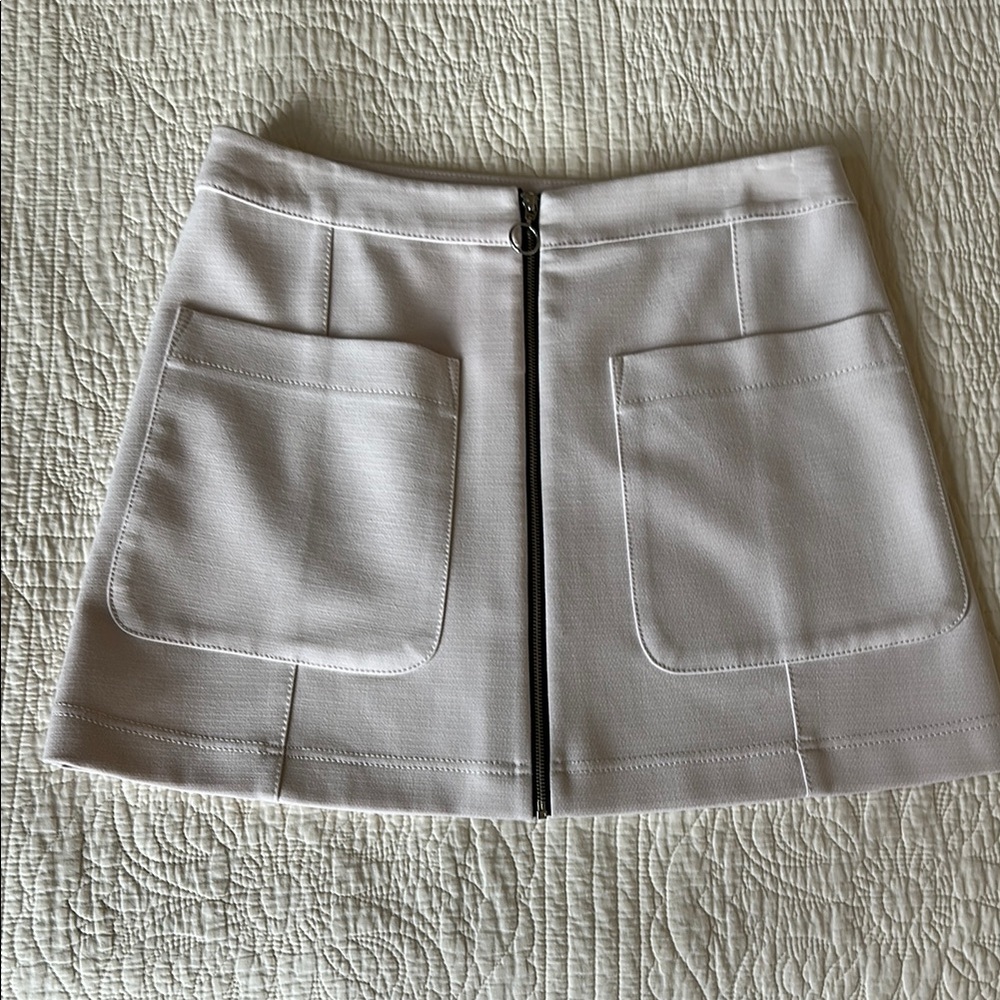 Rachel Roy Pale Pink Mini Skirt with Front Zip and Pockets